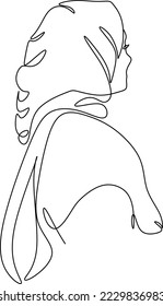 Beautiful woman in hijab drawing line art minimalist