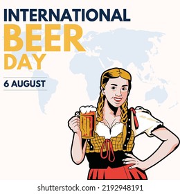 Beautiful Woman Illustration National Beer Day