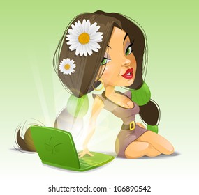 beautiful woman with laptop