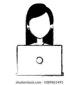 beautiful woman with laptop avatar character