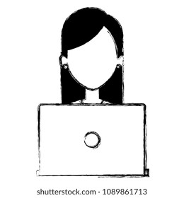 beautiful woman with laptop avatar character