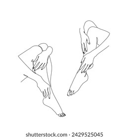 Beautiful woman legs one line art, continuous line drawing, body care, pedicure, beauty salon, spa. Feet icon, fashion abstract isolated vector illustration. Print and logo design.