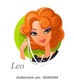 Beautiful Woman As Leo Zodiac Sign. Astrological Symbol