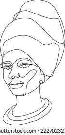 Beautiful woman line art vector portrait. Abstract face, beauty, minimalism and simplicity