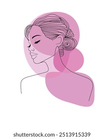 Beautiful woman in lines with shapes. Vector illustration