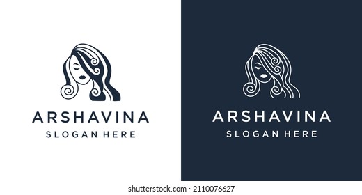 beautiful woman logo design template