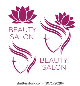 Beautiful woman logo template for hair salon, beauty salon, cosm