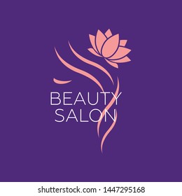 Beautiful woman logo template for hair salon, beauty salon, cosmetic. Background hair salon