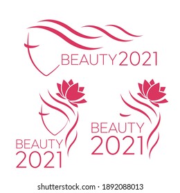 Beautiful Woman Logo Template For Hair Salon, Beauty Salon, Cosmetic. Background Hair Salon