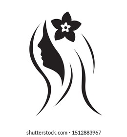 Beautiful Woman logo vector with flower