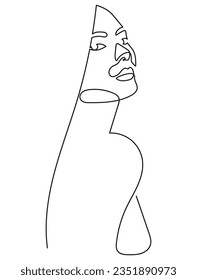 Beautiful Woman with Long Hair in Minimal One Line Art Drawing