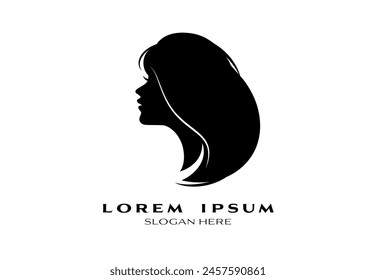 beautiful woman long hair silhouette illustration for decorative, logo, beauty products female likeness concept vector editable