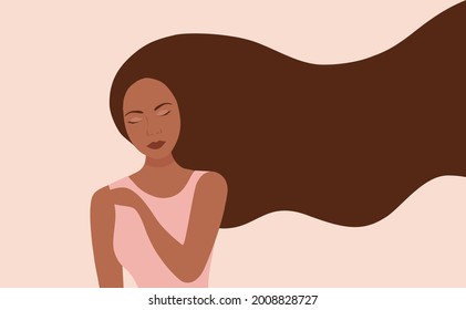 Beautiful woman with long hair vector illustration