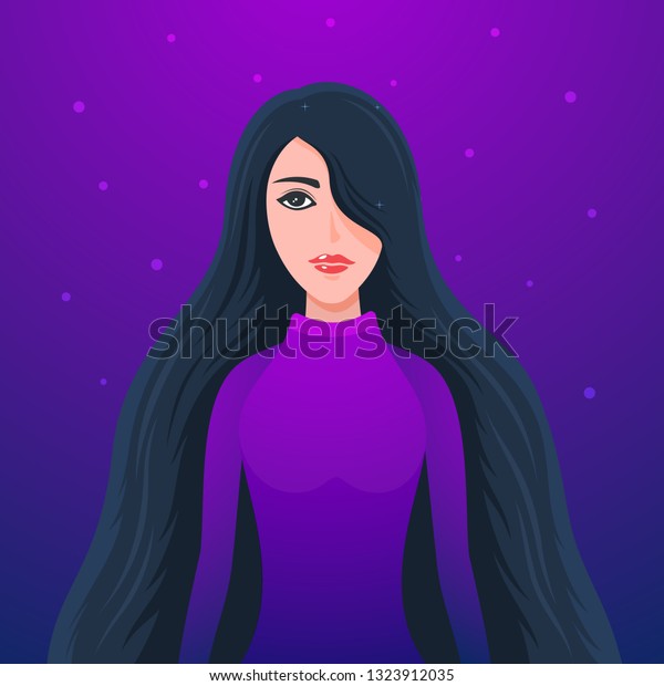 Beautiful Woman Long Hair Vector Illustration Vector De Stock Libre De Regalías 1323912035 6544