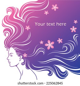 beautiful woman with a long hair,vector
