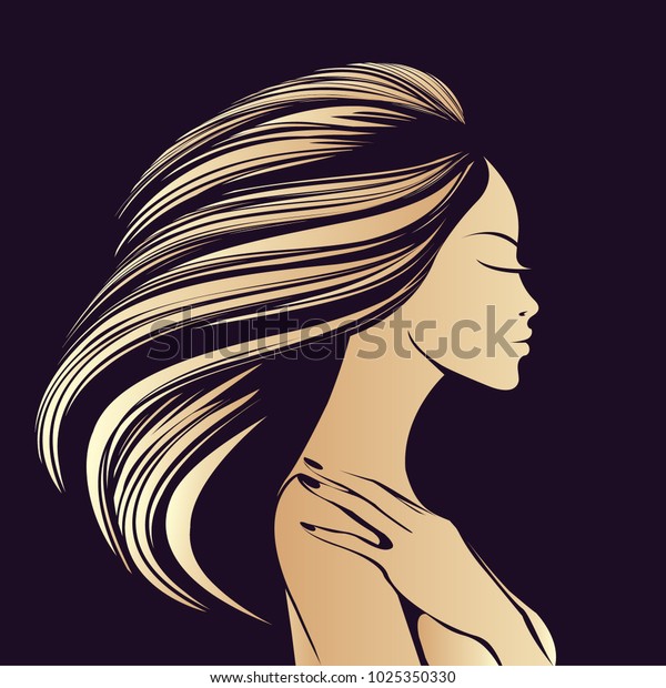 Beautiful Woman Long Shiny Blonde Hair Stock Vector Royalty Free