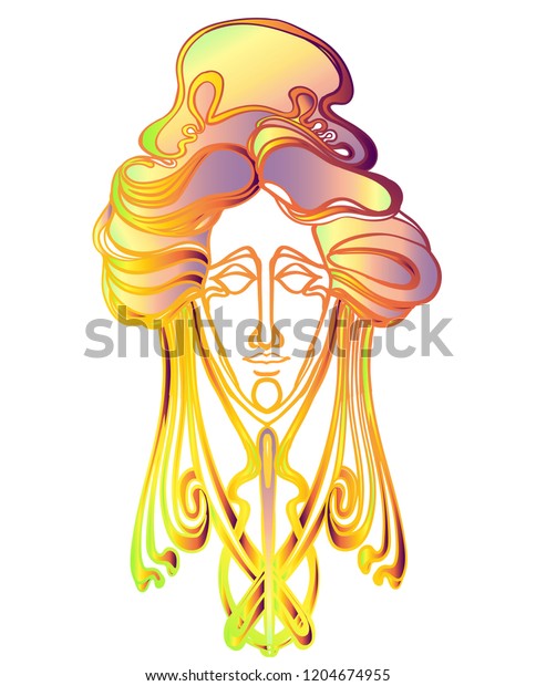 Beautiful Woman Long Wavy Hair Flowing Stock Vector Royalty Free