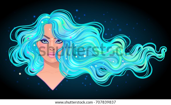 Beautiful Woman Long Wavy Hair Flowing Stock Vector Royalty Free