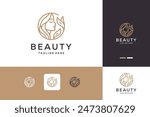 Beautiful woman luxury line art premium vector logo design