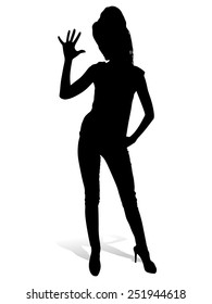 Beautiful woman making five times sign gesture with hand fingers, vector