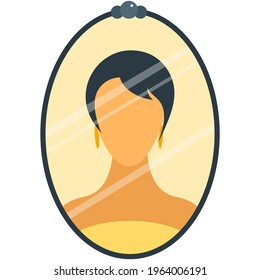 Beautiful woman mirror reflection vector isolated on white