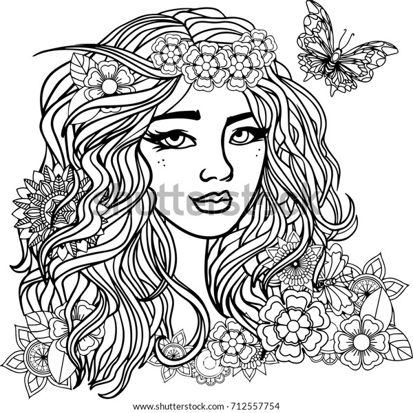 Download Beautiful Woman On Mandala Background Black Stock Vector ...