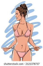 Schöne Frau mit perfektem Körper in Bikini