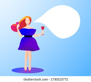 Beautiful Woman in Pillow Dress. Girl with Mobile Phone and a Glass of Wine Making a Selfie Photo, Speaks, Live or Order in the Online Store. Crazy Quarantine Challenge due to stay home isolation. 