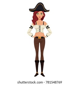 Beautiful woman pirate cartoon