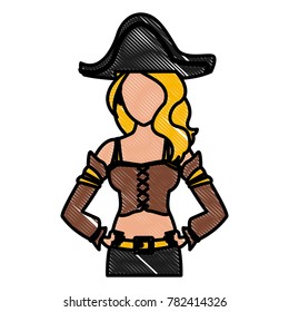 Beautiful woman pirate cartoon