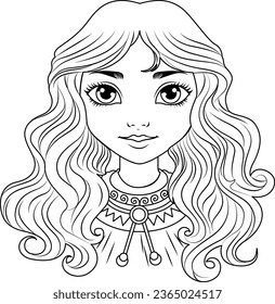 Beautiful woman portrait isolated doodle illustration