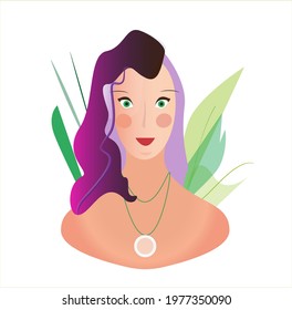 Beautiful woman portrait moon wild art