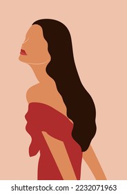 Beautiful woman portrait. Vector flat illustration. Avatars for social networks. Vector flat illustration.