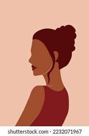 Beautiful woman portrait. Vector flat illustration. Avatars for social networks. Vector flat illustration.