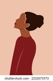 Beautiful woman portrait. Vector flat illustration. Avatars for social networks. Vector flat illustration.