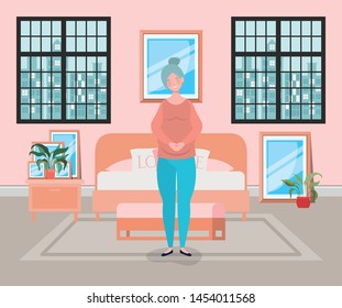 beautiful woman pregnancy in the bedroom scene