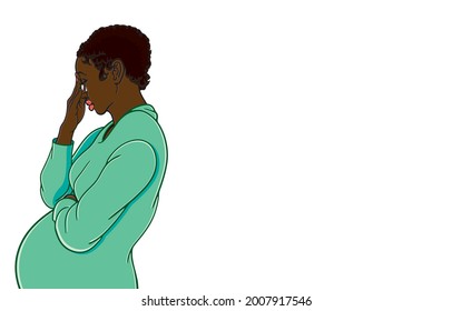 Beautiful woman or pretty girl suffering from depression stood alone, sad, cried of despair and wiping tears, sad mood of lady Concept. Illustration, art, copy space, vector isolated on background.
