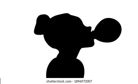 Beautiful woman profile with chewing gum vector illustretion isolated on white background