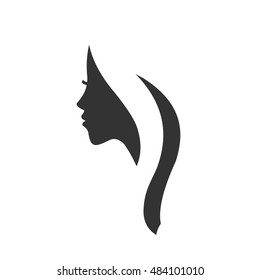 Beautiful Woman Profile Silhouette. Logo