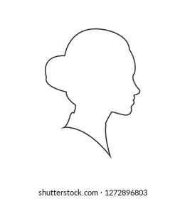 Beautiful woman profile silhouettes vector young female face design, beauty girl head, fashion lady graphic portrait. line vector