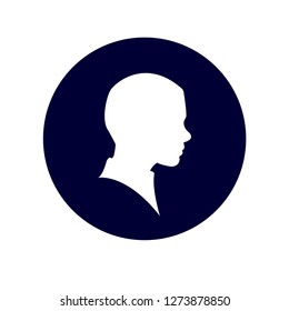 Beautiful woman profile silhouettes vector young female face design, beauty girl head, fashion lady graphic portrait. in round