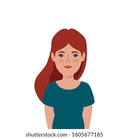 beautiful woman red hair avatar character icon vector illustration design