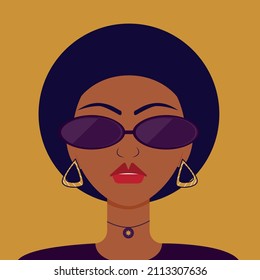 The beautiful Woman with the Red Lips, illustration of a person with sunglasses.