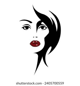 

Beautiful woman red lips vector illustration