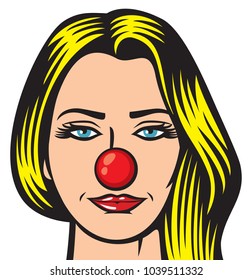 Beautiful woman - Red nose day illustration