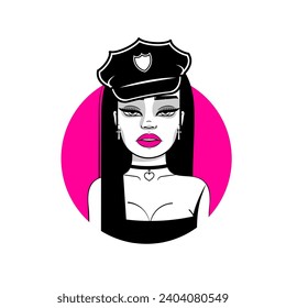 Beautiful woman s face logo design template. Hair, girl, leaf symbol. Abstract design concept for beauty salon, massage, magazine, cosmetic and spa. Premium vector icon.