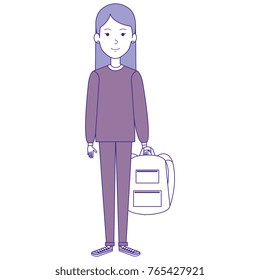 beautiful woman with school bag avatar character