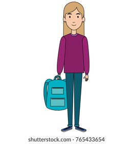 beautiful woman with school bag avatar character
