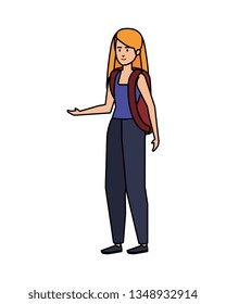 beautiful woman with schoolbag avatar character