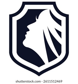 
Beautiful woman shield logo design vector